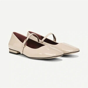 NEW Franco Sarto Tinsley Mary Jane Faux Patent Leather Flat in Nude/Tan- 8